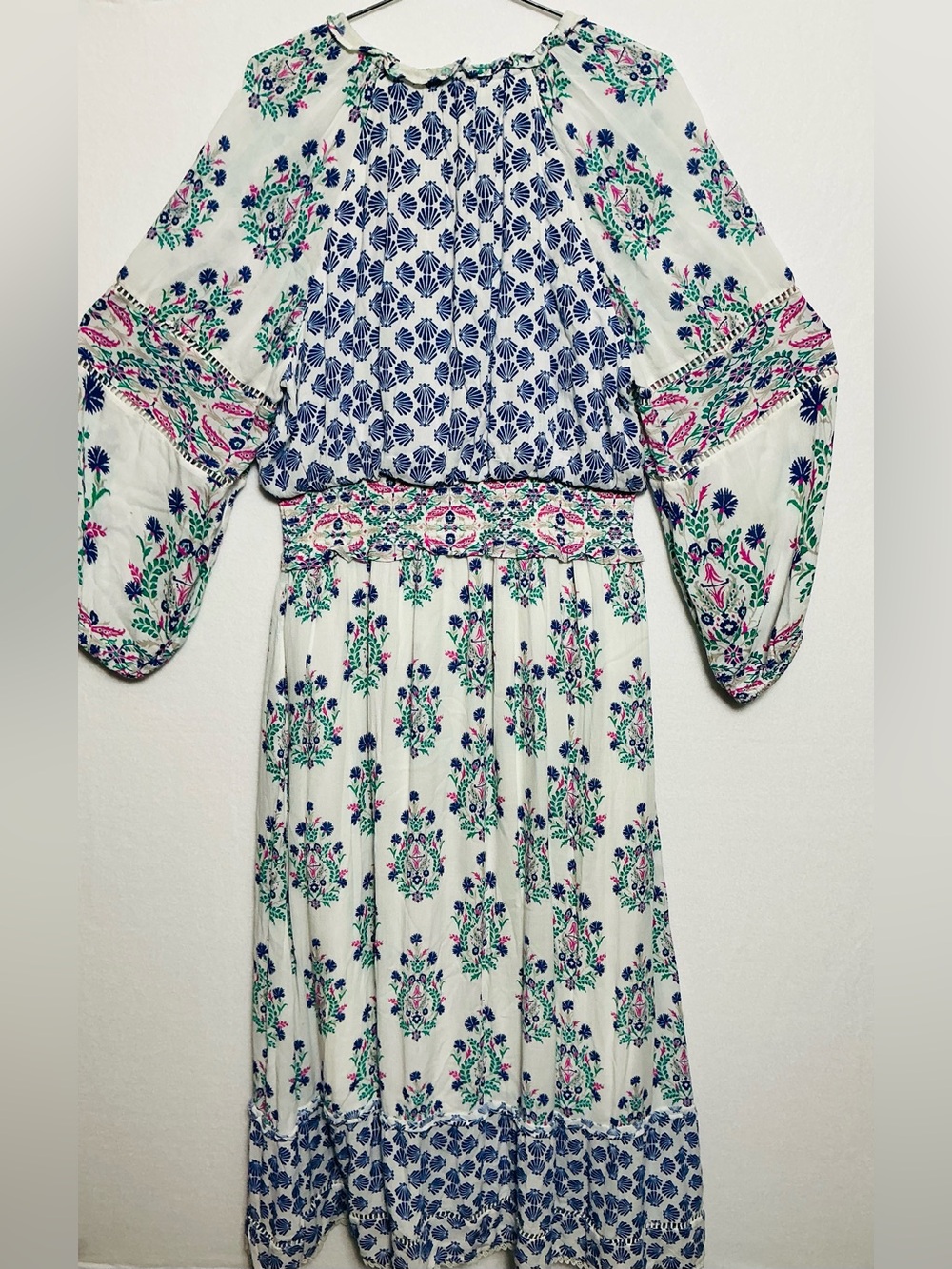 Chico’s Boho Floral Print Maxi Dress - Fits L/14) - Tassel Accents - Picture 3 of 13